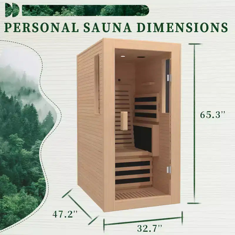 EROMMY 1 Person Infrared Sauna With Backrest For Home Or Gym