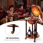 Costway 17.5 Wood Globe Wine Bar Stand 16th Century Italian Rack Liquor Bottle Shelf