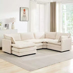 Modern 113.4D*79.13W Oversized Corduroy Modular 5-Seat Sectional Sofa Set with Ottoman U Shaped Sofa Couch with Corner Sofa,HYLEORY