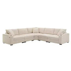 106 Convertible L Shaped Sectional Sofa Corduroy Corner Couch with Armrest Storage Cup Holders USB Charger Oversized Comfy Modular Sofa