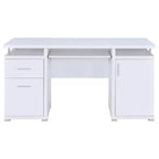 55 Wooden Writing Desk with 2 Drawers, 1 Cabinet, 1 Open Shelf and Door for Home Office or Study
