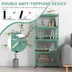 Costway 5-Tier Kitchen Bakers Rack Storage Cabinet Mobile Microwave Stand Flip-up Doors White/Black/Grey/Green