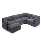Modern 113.4D*79.13W Oversized Corduroy Modular 5-Seat Sectional Sofa Set with Ottoman U Shaped Sofa Couch with Corner Sofa,HYLEORY