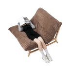 Bean Bag Accent Chair Large Plush Bean Bag Lounger with Solid Wood Frame Comfy Lounge Chair with Down Filling