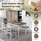 Costway 5-Piece Dining Set Solid Wood Kitchen Furniture with Rectangular Table & 4 Chairs Natural/Coffee/Grey