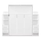 Luxystar Queen Murphy Bed with Storage Shelves, 4 Drawers and Lights