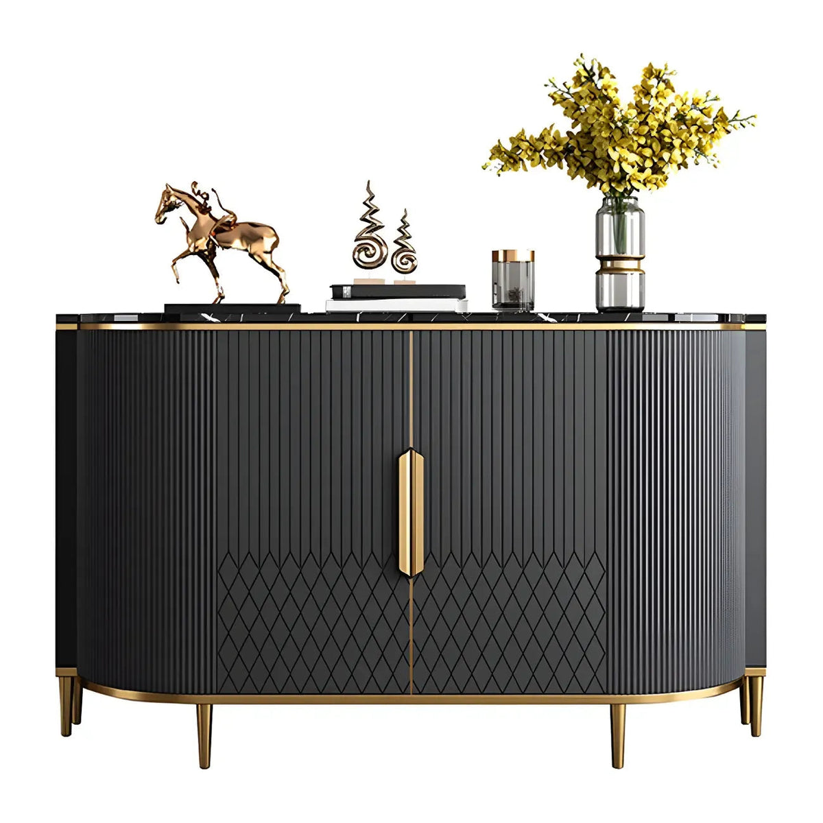 Glam Marble Sideboard in Grey with Storage