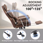 Efomao Ergonomic Desk Office Chair 400LBS, Big and Tall PU Leather Computer Chair, Executive Desk Chair with Footrest and Lumbar Support