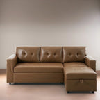 Convertible Reversible Sectional Sofa with Pull-Out Sleeper Bed, Hidden Storage Chaise, and Durable Legs