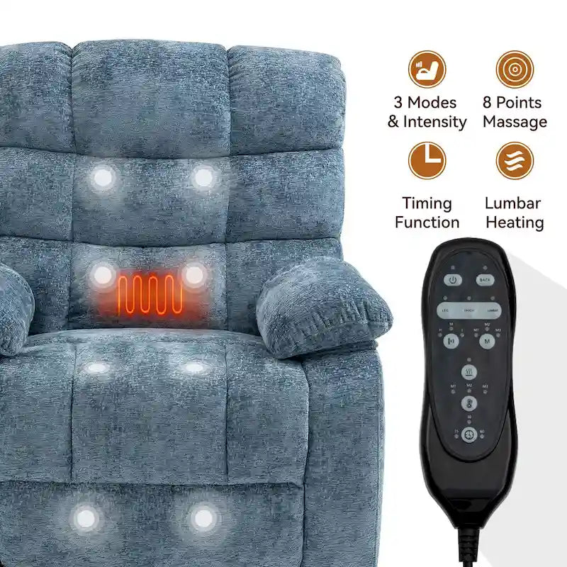 Dual Motor Power Lift Recliner Chair with Massage and Heat for Elderly People, Large Lazy Single Boy Recliners with Power-Remote