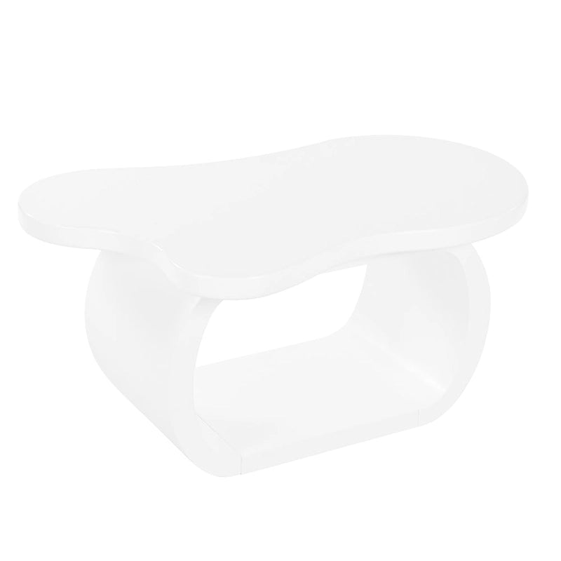 Modern Cloud Coffee Table with 1.5 Thick Tabletop,Cream Style Irregular End Table with Curved Legs,Unique Design Accent Table