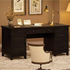 60 Executive Desk with Drawers, Home Office Desk with Charging Station, Wooden Computer Writing Desk for Study, Conference Table for Living Room