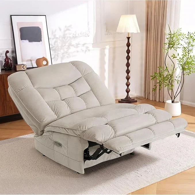 MCombo Oversized Dual Motor Armless Power Rocker Recliner Chair, Zeroarms Recliner Perfect for Living Room Fabric PR607