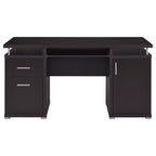 55 Wooden Writing Desk with 2 Drawers, 1 Cabinet, 1 Open Shelf and Door for Home Office or Study