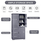 Tall and Wide Storage Cabinet with Doors for Bathroom/Office