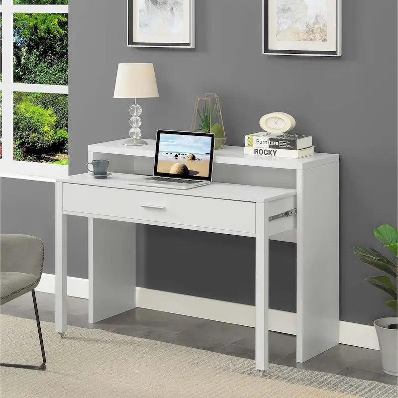 Convenience Concepts Newport JB Console/Sliding Desk with Drawer and Riser