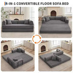 Acekool Convertible Sleeper Sofa Bed Floor Couch with Deep Seat and Corduroy Comfort