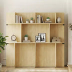 2-in-1 Invisible Murphy Bed with Shelf Storage, Queen Size, Natural Wood (Mattress Not Included)