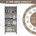 Costway 5-Tier Kitchen Bakers Rack Storage Cabinet Mobile Microwave Stand Flip-up Doors White/Black/Grey/Green