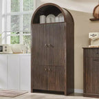 71 Tall Arched Kitchen Pantry, Modern Storage Cabinet with 3 Adjustable Shelves, 6 Door Shelves, for Kitchen, Living Room