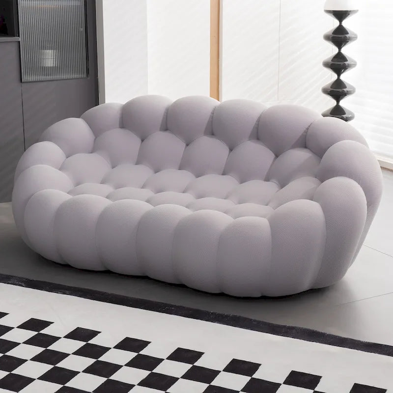 2-Seat Bubble Curved Lazy Sofa Honeycomb Shaped with 3D Textile Fabric for Living Room Salon Apartment