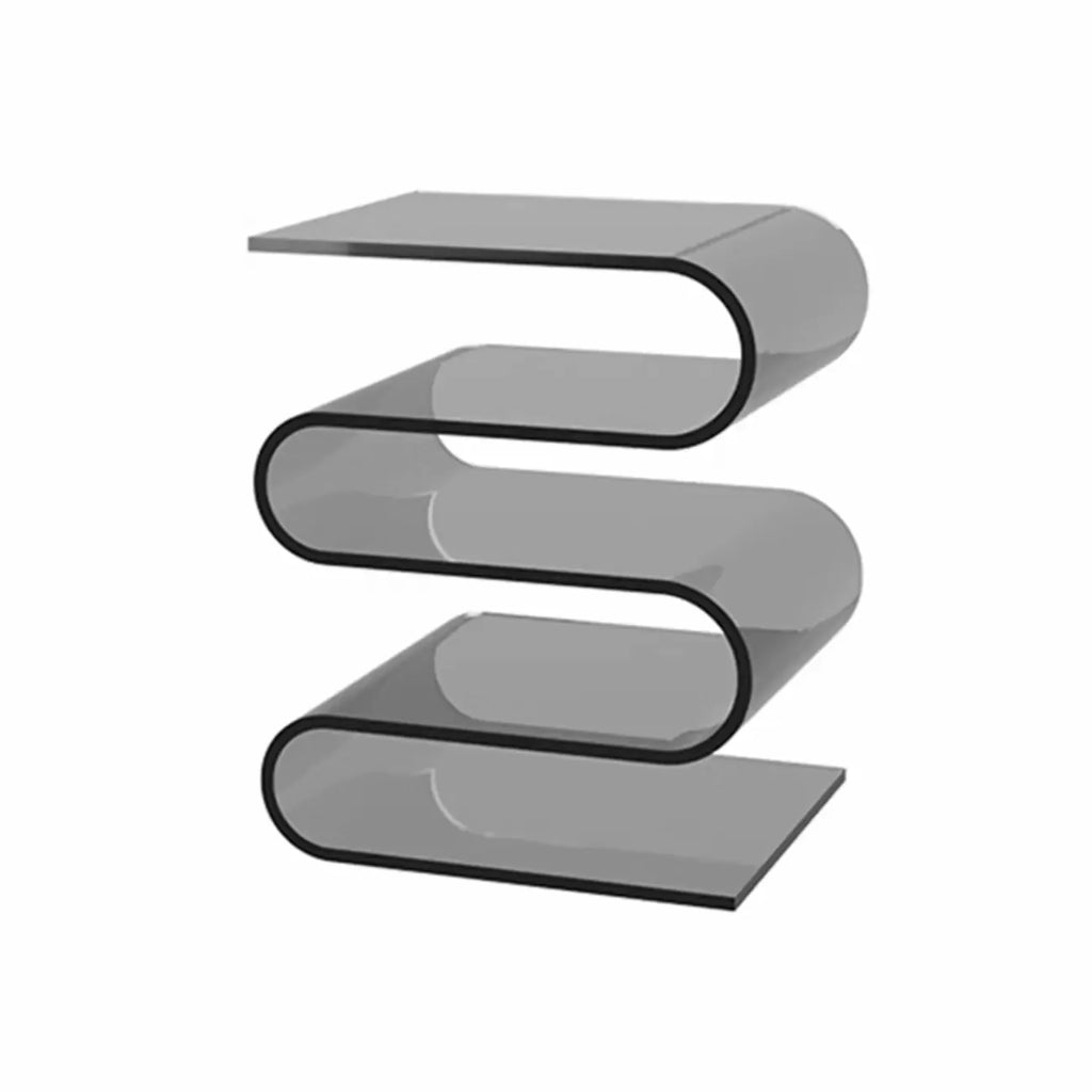 Contemporary Acrylic S-Shaped Side Table with Storage