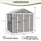 6 ft x 4 ft/6 ft x 8 ft/8 ft x 6 ft/8 ft x 10 ft All-Weather Resin Outdoor Plastic Storage Shed w/Floor, Spire Tool Shed