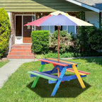 Costway 4 Seat Kids Picnic Table w/Umbrella Garden Yard Folding