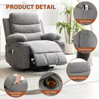 Lift Recliner Chair with Massage & Heat, Oversized Power Recliners, Home Theater Seat with 2 Cup Holders Side, Glider Reclining Single Sofa Chair