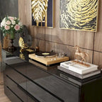 63 High Gloss Dresser With Light Chest w/8 Drawers&Spacious Tabletop