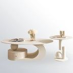 Modern White Stone Top Coffee Table with Scratch Resistant