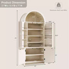 71 Tall Arched Kitchen Pantry, Modern Storage Cabinet with 3 Adjustable Shelves, 6 Door Shelves, for Kitchen, Living Room