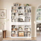 Black/White 9-Tier Bookcase with 3 Drawers, Adjustable Shelves