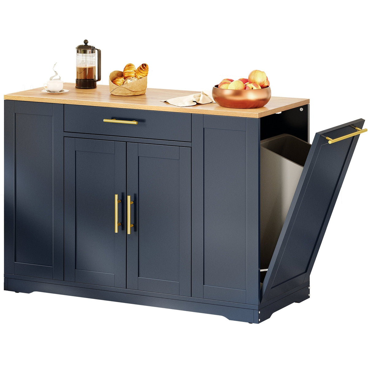 Moasis 53-inch Rolling Kitchen Island Storage Cabinet Portable Mobile Kitchen Cart
