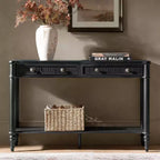 47.2 Walnut Console Table with 2 Fluted Drawers & Lower Shelf