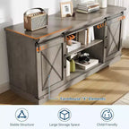 Farmhouse TV Stand for TVs Up to 65, Entertainment Center with Sliding Barn Doors & Storage Cabinets, Media Console Table for Living Room, Bedroom