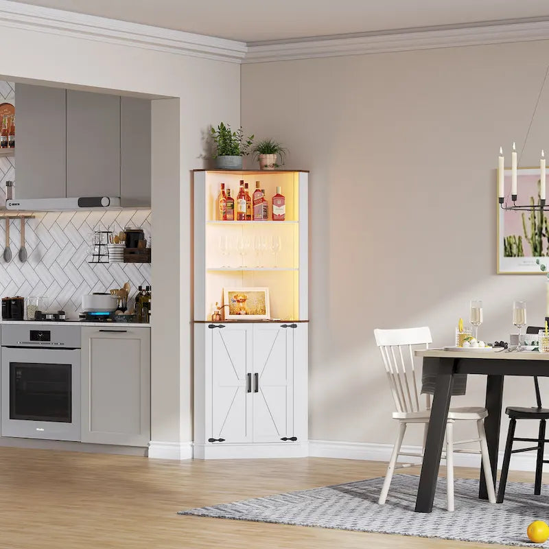 66 Tall Corner Cabinet With Led Light