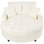 Chenille Chaise Lounge Sofa Bed, Upholstered Sofa Couch with Tufted Backrest and 2 Detachable Pillows for Living Room