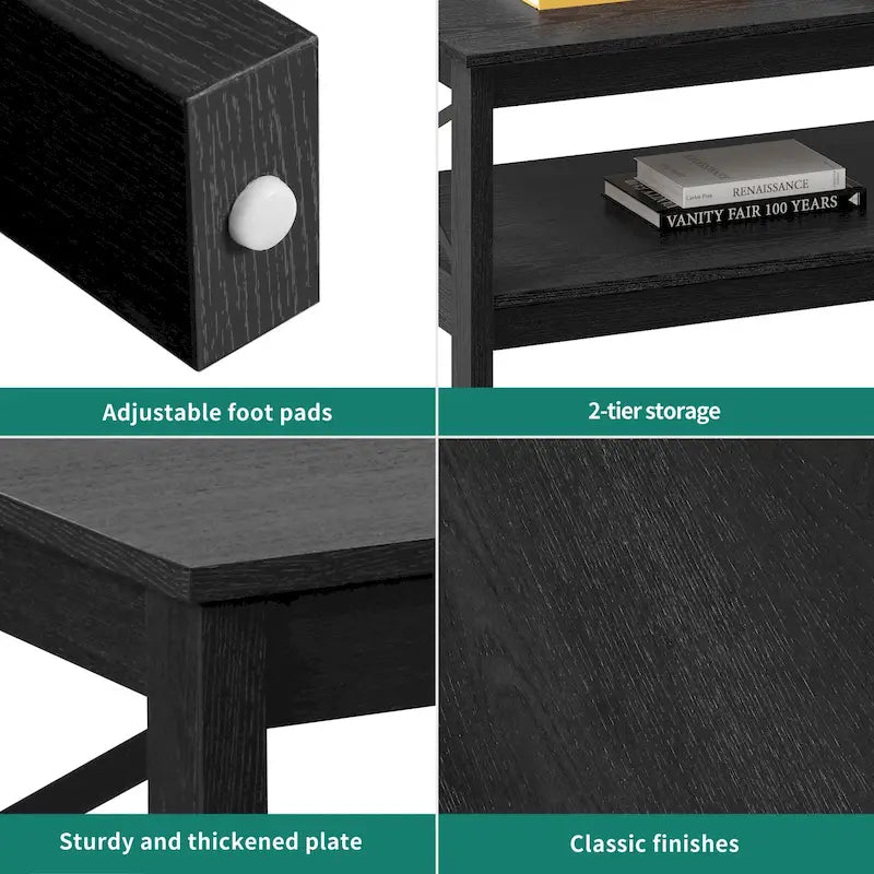 Farmhouse Coffee Table with Storage 2-Tier Center Table for Living Room