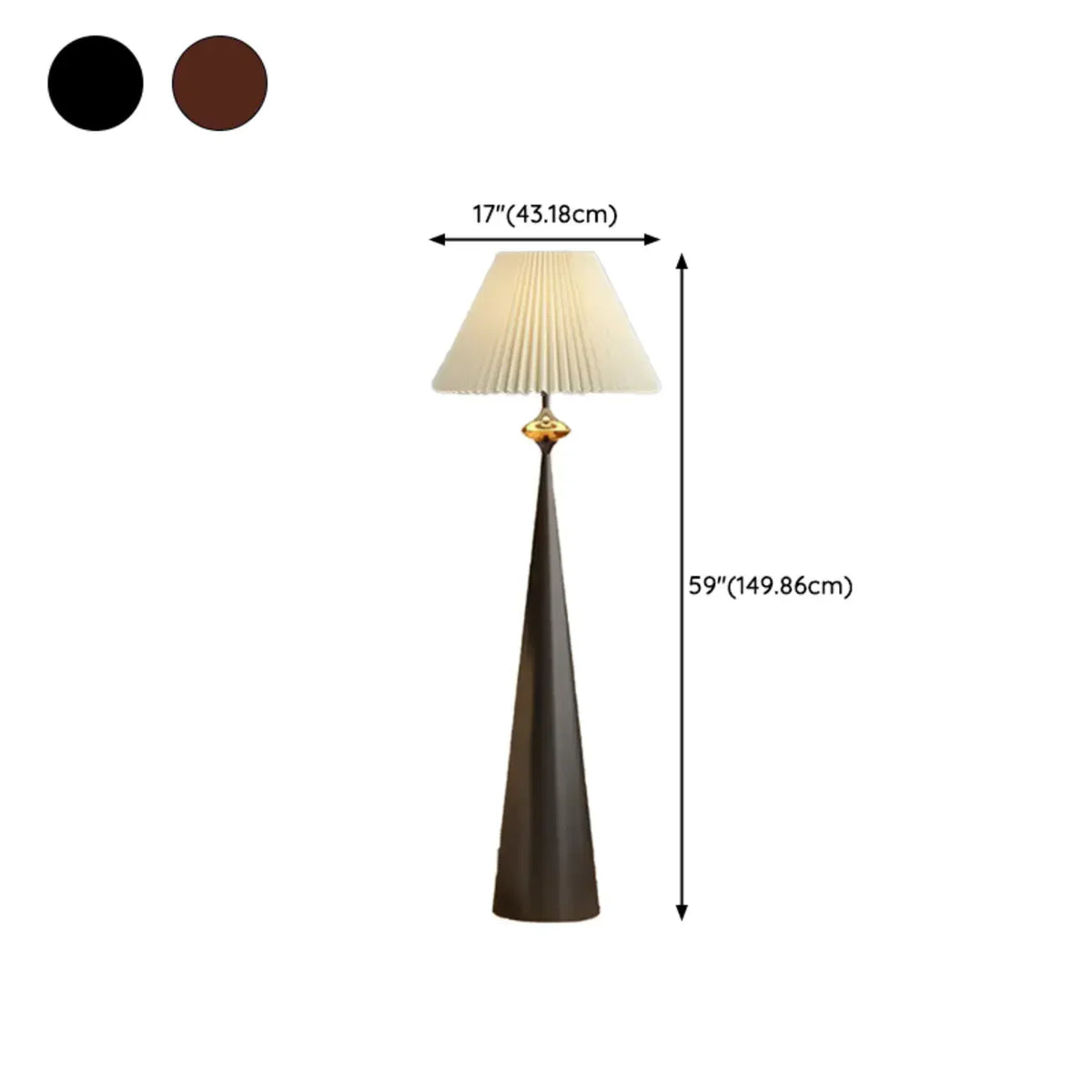 Contemporary Tapered Metal Floor Lamp Fabric Shade