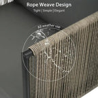 4 PCS Outdoor Rope Patio Set for 4 with Cushions and Glass Table