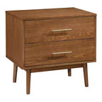 HOMES: Inside + Out 3pc Riverstone Mid-Century Wood Platform Bedroom Set with 2 Nightstands Walnut
