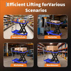 Hydraulic Lift Table Cart,330lbs Capacity 50 Lifting Height , Non-Slip Pad, 4 Wheels & Reflective Strips,for Material Handling & Transportation