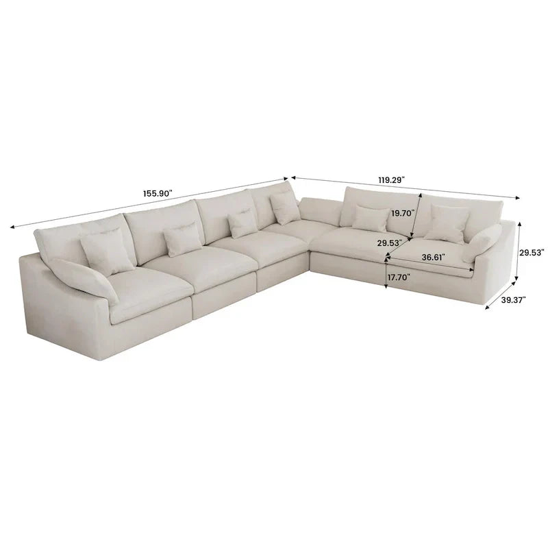 Large Linen Corner Sectional Sofa Couch for Living Room Set