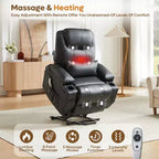 Bestier 34.6 Electric Power Lift Asist Recliner Chair with Massage and Heat, Fax Leather Reclining Chair with Side Pockets & Cup Holders