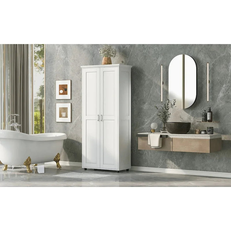 Storage Cabinet with Two Doors for Bathroom,Adjustable Shelf, MDF Board