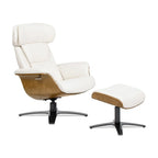 Jovan 31.5 Genuine Leather Recliner Lounge Chair with Ottoman