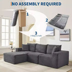 108 Modern Sofa Couch, 3 Seater Upholstered L Shaped Sofa with Pillows, Deep Seat Sofa, No Assembly Required