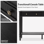 47.2 Walnut Console Table with 2 Fluted Drawers & Lower Shelf