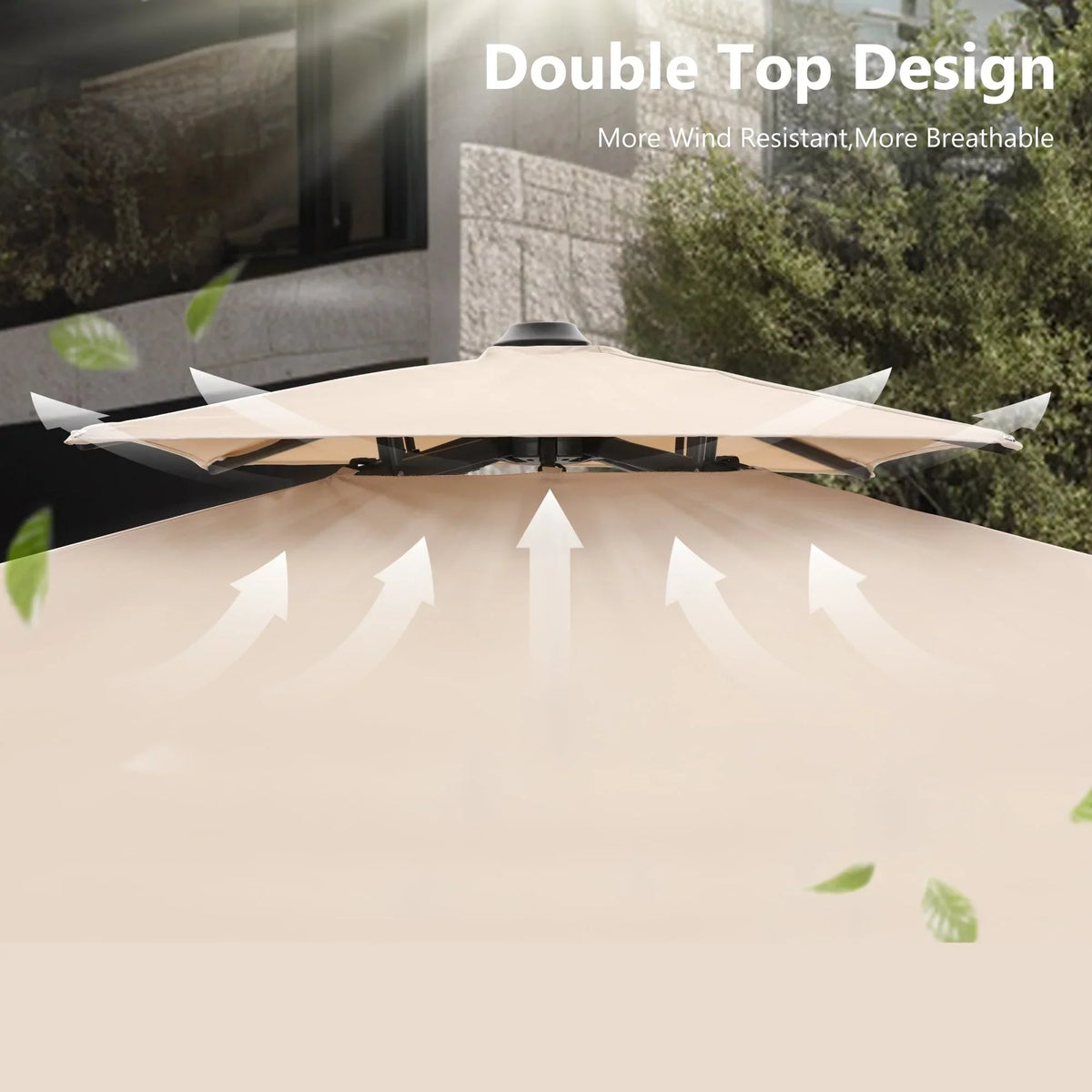 MAISON ARTS 12 FT Automatic Hydraulic Cantilever Umbrella Aluminum Pole 360 Degree Rotation